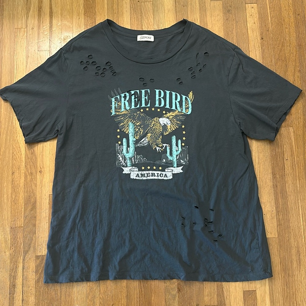 Oversized Chaser Black 'Free Bird' Graphic Tee